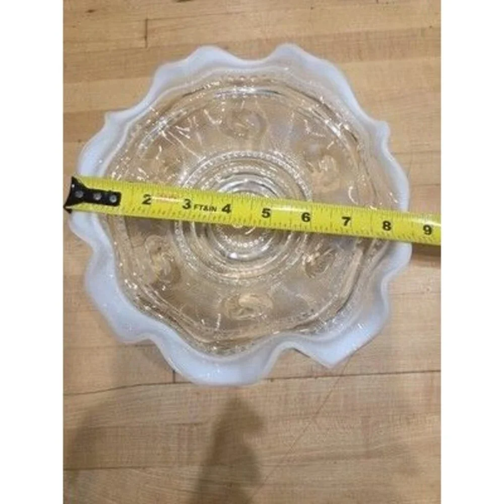 Antique Jefferson Northwood Astro Clear Opalescent Ruffled Footed Bowl 9
